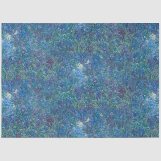 Antique Blue Purple Iris Old Masters Art Decoupage Tissue Paper (Front)