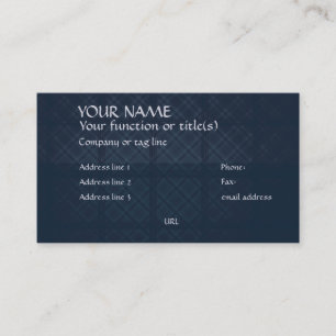 Antique blue retro plaid business card