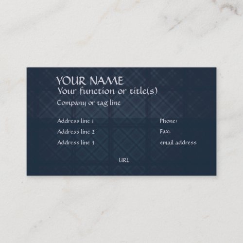 Antique blue retro plaid business card templates