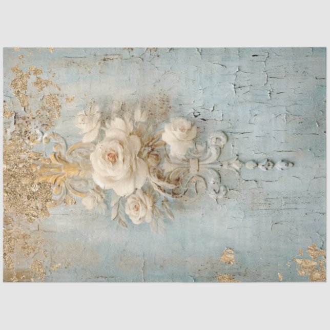 Antique Blue Romance Design Series 10 Tissue Paper (Front)