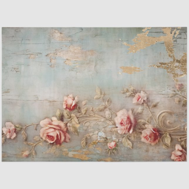Antique Blue Romance Design Series 14 Tissue Paper (Front)