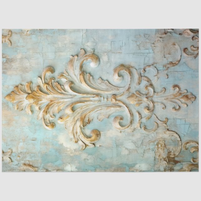 Antique Blue Romance Design Series 16 Tissue Paper (Front)