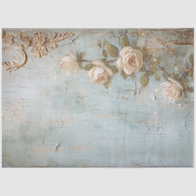 Antique Blue Romance Design Series 9 Tissue Paper (Front)