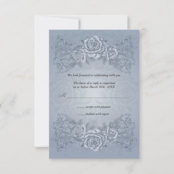Antique Blue Roses Wedding Response Invitation by starstreamdesign at Zazzle