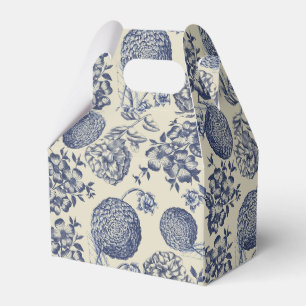 Antique Blue Toile Botanical Flower Print Floral Favor Boxes
