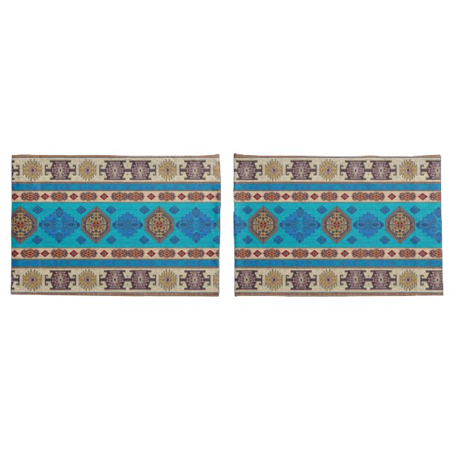 Antique Blue Turkish Kilim Carpet Rug  Pillow Case (Back-Set)