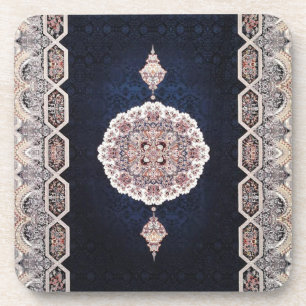 Antique Blue Turkish Persian Carpet Rug Beverage Coaster