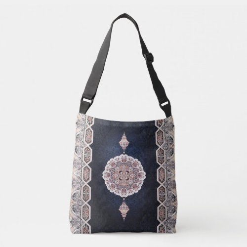 Antique Blue Turkish Persian Carpet Rug Crossbody Bag
