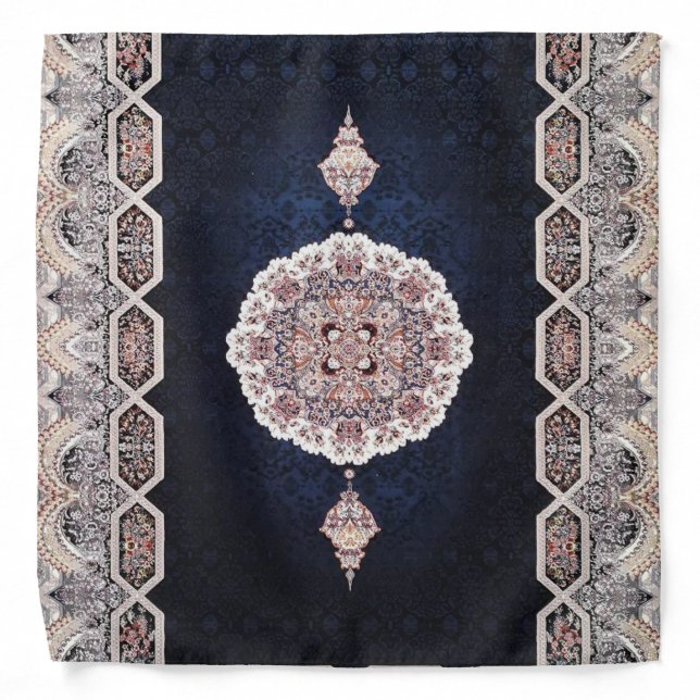 Antique Blue Turkish Persian Rug Carpet Bandana (Front)