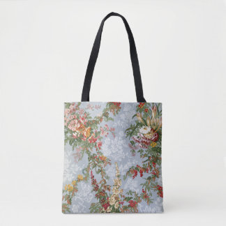 Antique Blue Vintage Floral Tote Bag