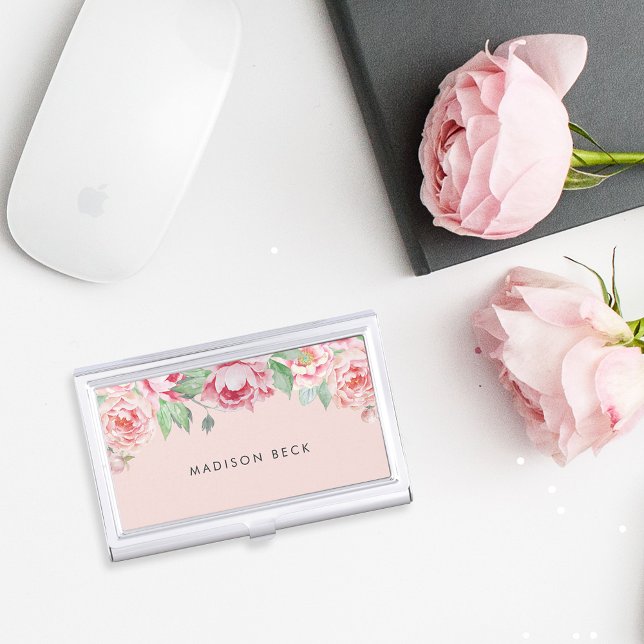 Antique Blush Pink Peony Business Card Holder (Creator Uploaded)