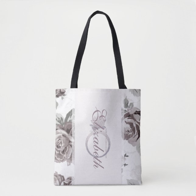 Antique blush pink rose engagement party favor tote bag (Front)