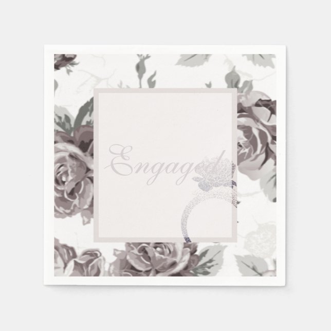 Antique blush pink rose engagement party napkins (Front)