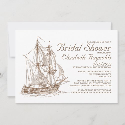 Antique Boat Bridal Shower Invitations