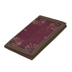 antique book binding - leather look trifold wallet