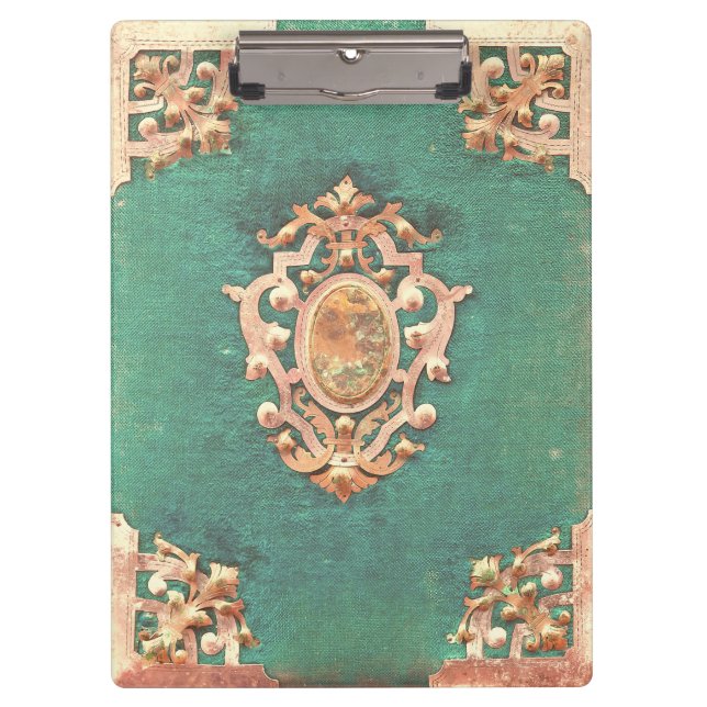 Antique book brass and green elegant victorian clipboard (Front)