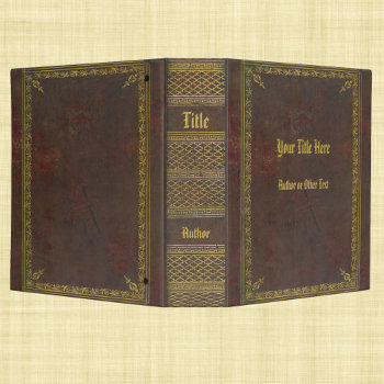 Antique Book Cover Gold And Leather 3 Ring Binder by Sideview at Zazzle