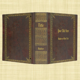 Antique book cover gold and leather 3 ring binder