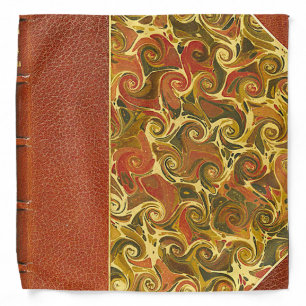 Antique Book Cover, Ornate Swirl Pattern Bandana