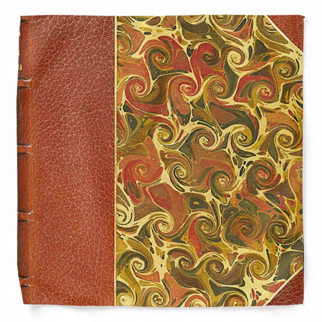 Antique Book Cover, Ornate Swirl Pattern Bandana (Front)