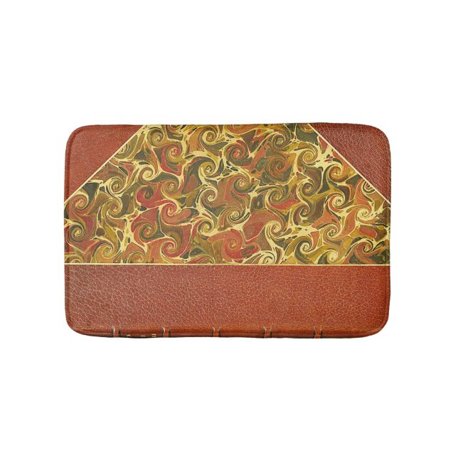 Antique Book Cover, Ornate Swirl Pattern Bathroom Mat (Front)
