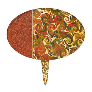 Antique Book Cover, Ornate Swirl Pattern Cake Topper