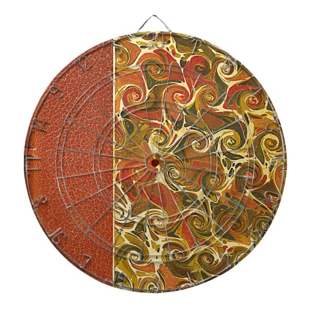 Antique Book Cover, Ornate Swirl Pattern Dartboard (Front)