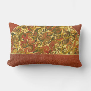 Antique Book Cover, Ornate Swirl Pattern Lumbar Pillow