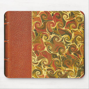 Antique Book Cover, Ornate Swirl Pattern Mouse Pad