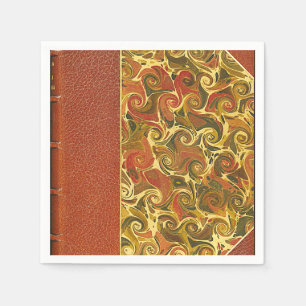 Antique Book Cover, Ornate Swirl Pattern Napkins
