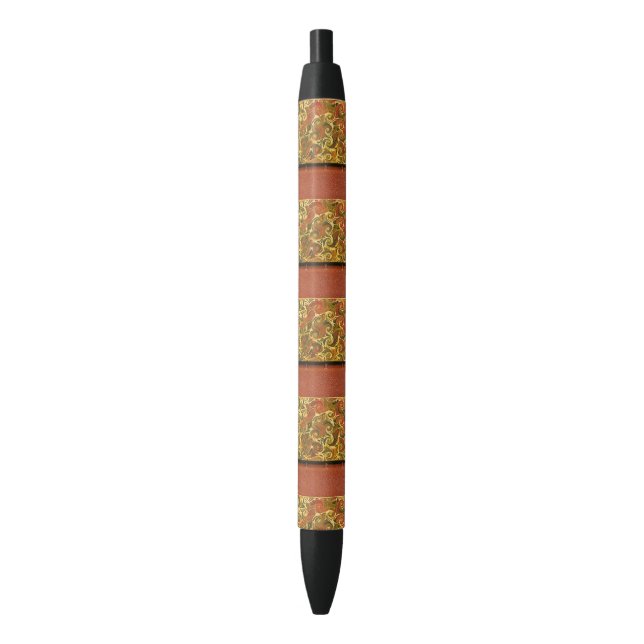 Antique Book Cover, Ornate Swirl Pattern Pen (Front Vertical)