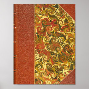 Antique Book Cover, Ornate Swirl Pattern Poster