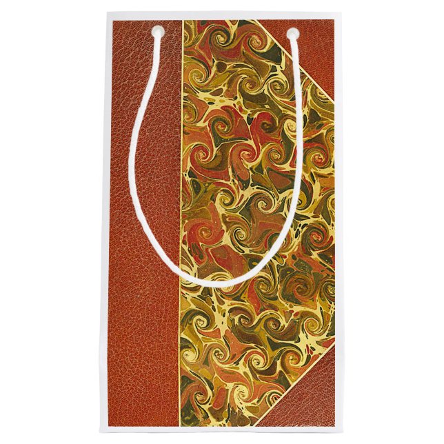 Antique Book Cover, Ornate Swirl Pattern Small Gift Bag (Front)