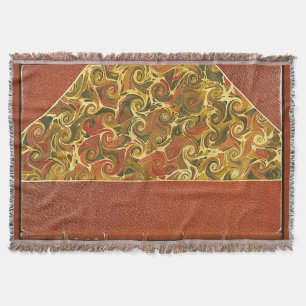 Antique Book Cover, Ornate Swirl Pattern Throw Blanket