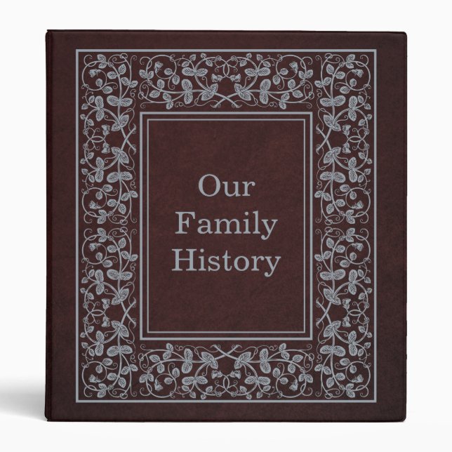 Antique Book Cover Style Family History 3 Ring Binder (Front)