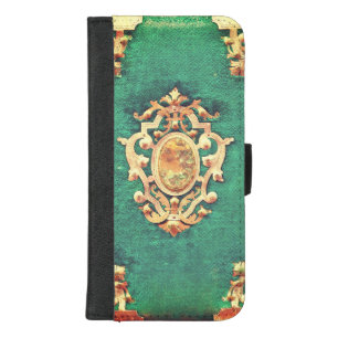 Antique book gold green elegant victorian iPhone 8/7 plus wallet case