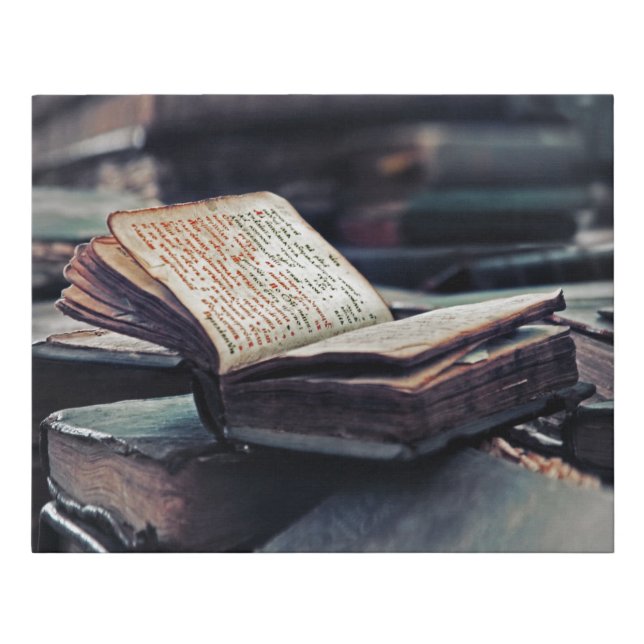 Antique Book Library Treasure Faux Canvas Print (Front)