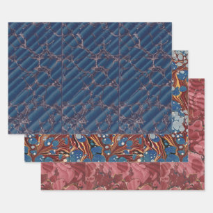 Antique Book Marbled Wrapping Paper Sheets