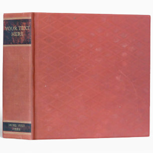 Antique Book: Old red worn & vintage cover. Retro 3 Ring Binder