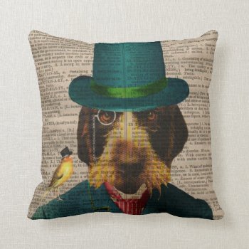 Antique Book Page Wirehaired Griffon Dog Pillow by gidget26 at Zazzle