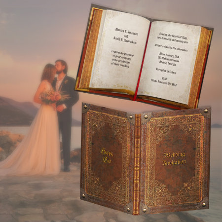 Antique Book Wedding Invitation Happy End