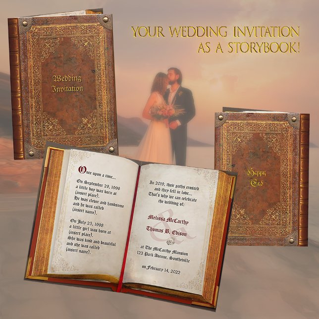 Antique Book Wedding invite (customizable) (Creator Uploaded)