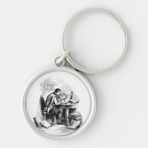 Antique Book Writer Author Keychain