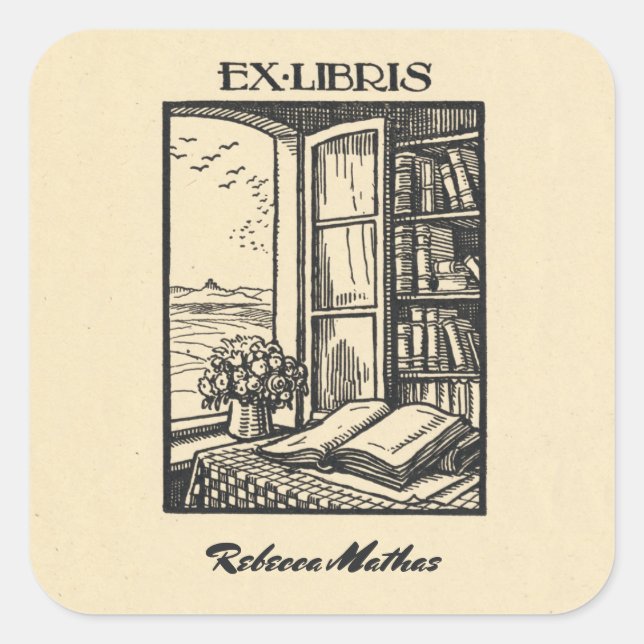 Antique Bookplate Etching Henri Bacher Ex Libris (Front)