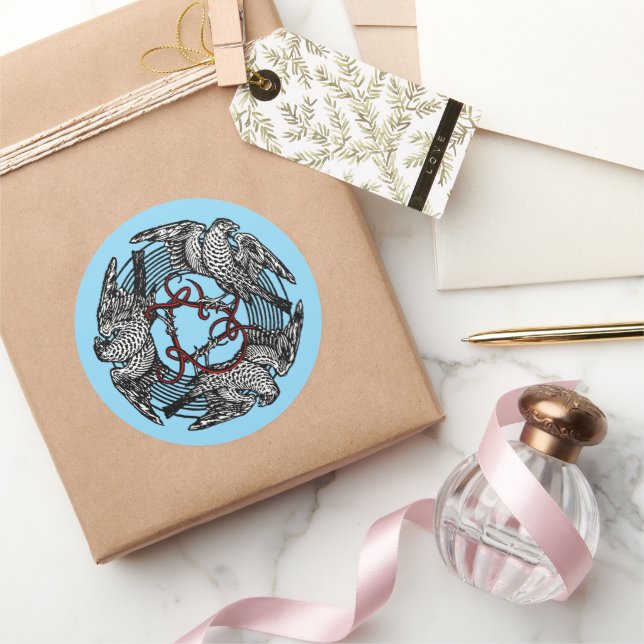 Antique Bookplate Three Hawks William de Morgan (Gifting)