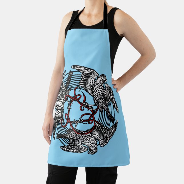 Antique Bookplate Three Hawks William de Morgan Apron (Insitu)