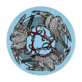 Antique Bookplate Three Hawks William de Morgan Cutting Board