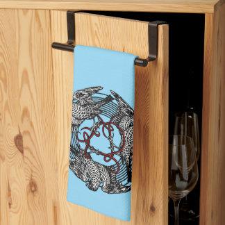 Antique Bookplate Three Hawks William de Morgan Kitchen Towel