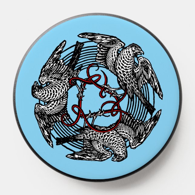 Antique Bookplate Three Hawks William de Morgan PopSocket (Popsocket)