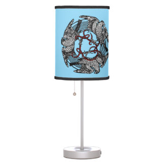 Antique Bookplate Three Hawks William de Morgan Table Lamp